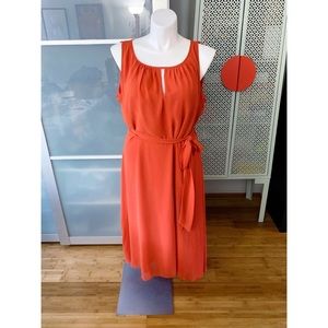 NWT Tahari ASL Chiffon Hi-Lo Halter Dress - Orange